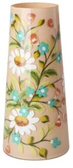 Rice glazen cilinder met handgeschilderde bloemen