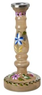 Rice glazen kaarsenhouder handgeschilderd bruin