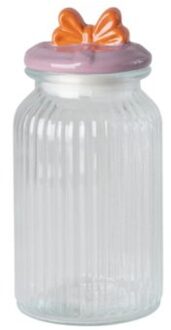 Rice glazen pot met strik, large