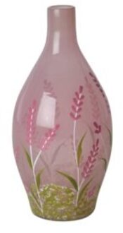 Rice glazen vaas, ovaal, roze bloemen