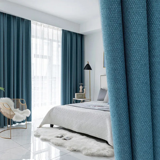 Rice Grain Linen Blackout Cloth Simple Modern Insulation Curtain Cloth Splicing Cotton and Linen Nordic Curtains for Living Room