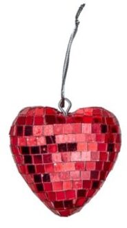 Rice kerst discobal hart klein, rood