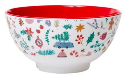 Rice kerst melamine kom all over x-mas print