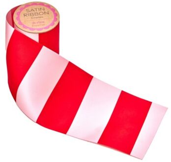 Rice kerst satijnen lint, roze en rode strepen