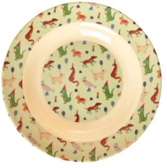 Rice kinderbord diep rond green animal print