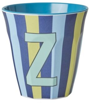Rice melamine beker medium gestreept letter z, blauw