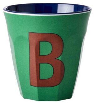 Rice melamine beker medium letter b forest green