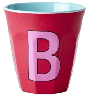 Rice melamine beker medium letter b red kiss