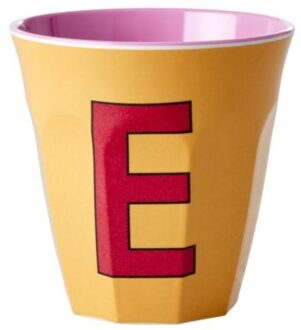 Rice melamine beker medium letter e abrikoos