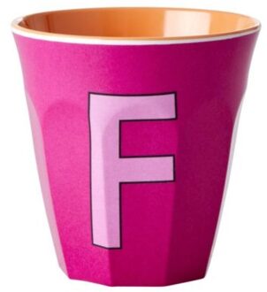 Rice melamine beker medium letter f fuchsia