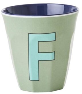 Rice melamine beker medium letter f khaki