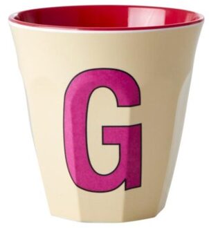 Rice melamine beker medium letter g pastel geel