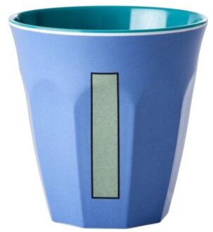 Rice melamine beker medium letter i dusty blue