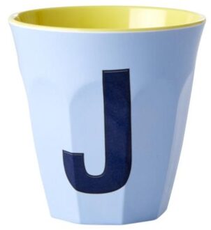 Rice melamine beker medium letter j zacht blauw