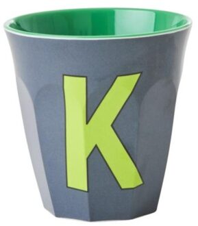 Rice melamine beker medium letter k donker grijs