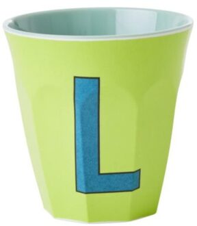 Rice melamine beker medium letter l lime groen