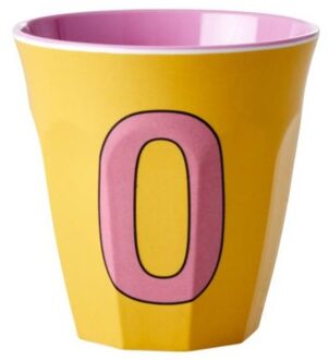 Rice melamine beker medium letter o geel
