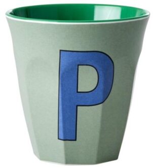 Rice melamine beker medium letter p khaki