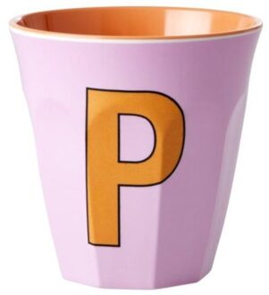 Rice melamine beker medium letter p roze
