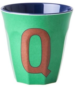 Rice melamine beker medium letter q groen