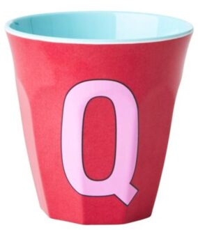 Rice melamine beker medium letter q roze