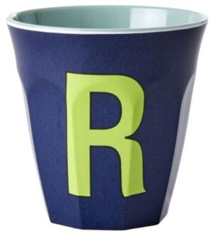 Rice melamine beker medium letter r donker blauw
