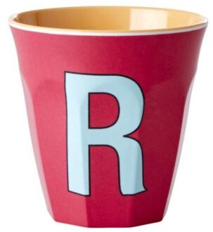 Rice melamine beker medium letter r red kiss