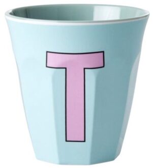 Rice melamine beker medium letter t mint