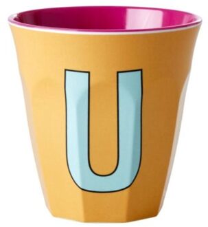 Rice melamine beker medium letter u abrikoos