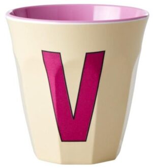 Rice melamine beker medium letter v zacht geel