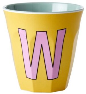 Rice melamine beker medium letter w geel