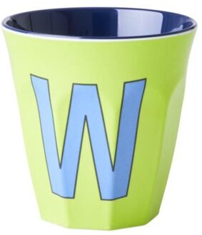 Rice melamine beker medium letter w lime groen