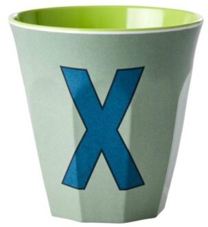 Rice melamine beker medium letter x khaki