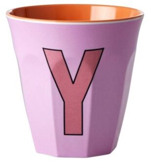 Rice melamine beker medium letter y pink