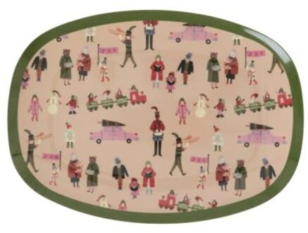 Rice melamine bord rechthoekig kerstprint