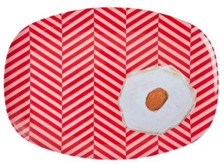 Rice melamine bord vierkant large fried egg print