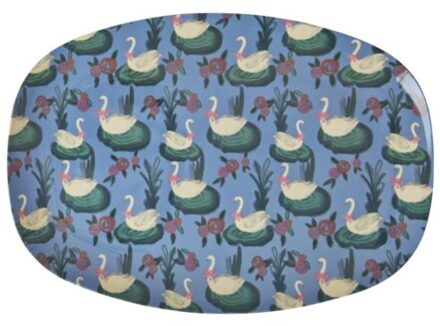 Rice melamine bord vierkant swan lake