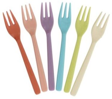 Rice melamine gebaksvorkjes set glory days colors, 6 stuks