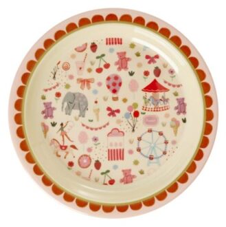Rice melamine kinder lunchbord met fun fair print, roze