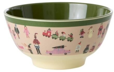 Rice melamine kom met roze kerstprint, 700 ml