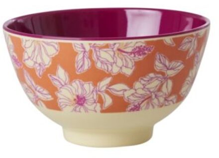 Rice melamine kom small faded hibiscus