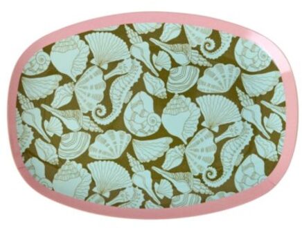 Rice melamine langwerpig bord met zeeschelpen, klein
