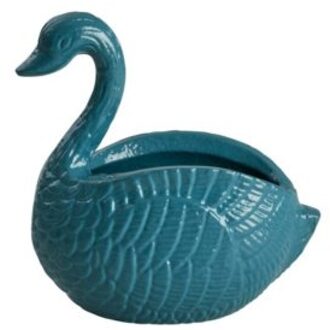 Rice metalen bloempot zwaan klein groen