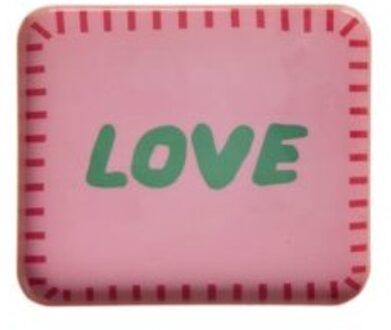 Rice metalen dienblad love, roze, small