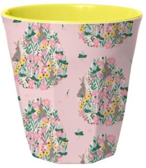 Rice pasen melamine beker bunny print roze