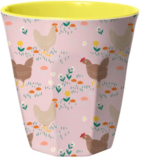 Rice pasen melamine beker hen print roze