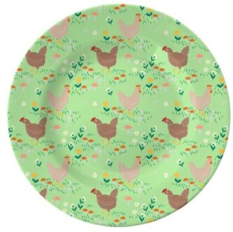 Rice pasen melamine bord rond hen print groen