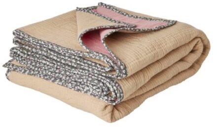 Rice plaid crinkle 140 x 200 - beige / zacht roze