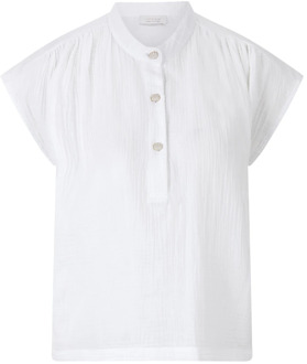 Rich & Royal Katoen Musselin Mix T-Shirt Vrouwen Rich & Royal , White , Dames - L,M,S,Xs