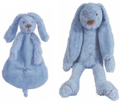 Richie donker blauw konijntje knuffeldoek/tuttel en knuffel - Kraamcadeau - Baby speelgoed